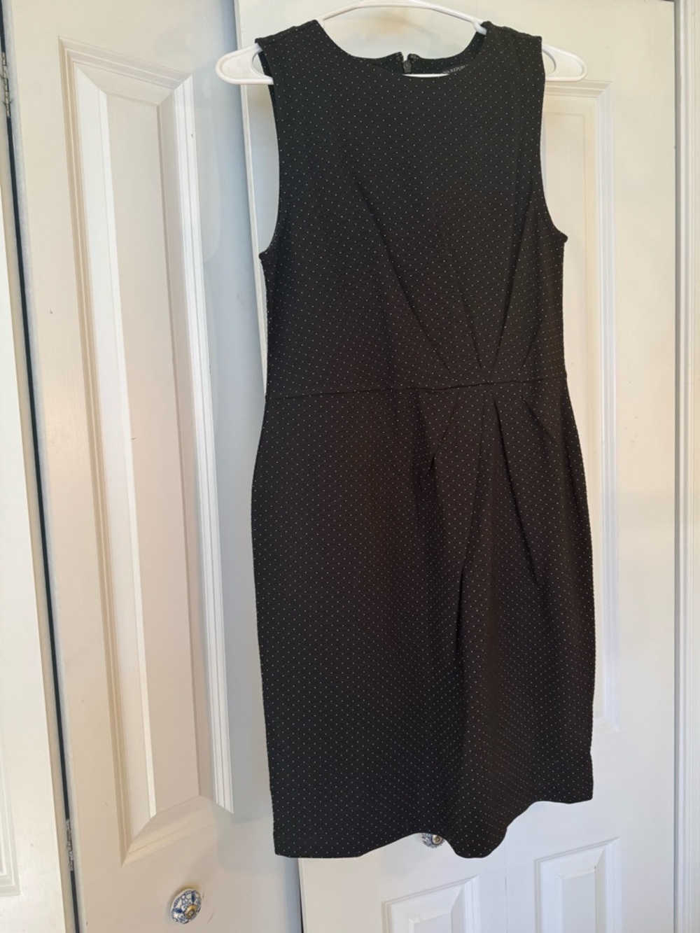 Banana Republic Black Midi Dress with White Microdots